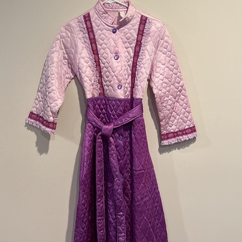 Vintage Quilted Pink & Purple House Coat Button Down Duster